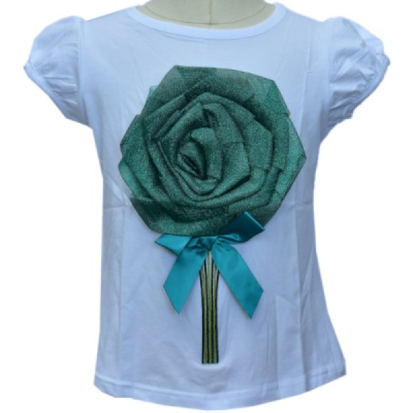 Girls T-shirt with Flower Detail - Picture 1 of 1